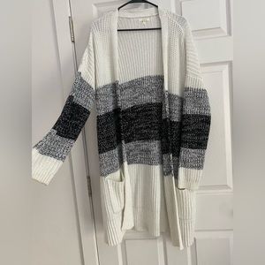 Tri-colored extra long cardigan, Maurices size Small with pockets